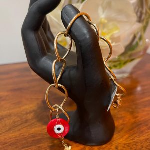 Red Greek Eye Link Bracelet