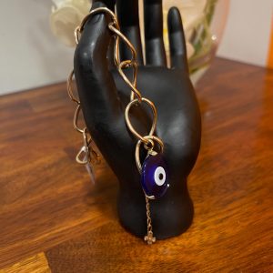 Blue Greek Eye Link Bracelet