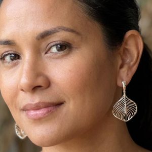 18K Gold Filled Openwork Leaf Drop Earrings | Minimalist Botanical Studs