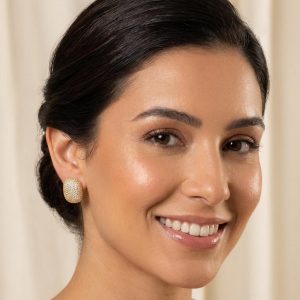 Zirconia Pave Cushion Stud Earrings | 18K Gold Plated Sparkling Statement Studs