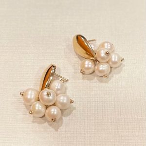 18k Gold-Filled Pearl Cluster Stud Earrings