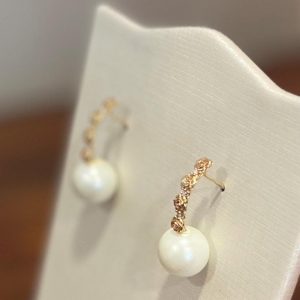 Gold Floral Vine Pearl Drop Earrings