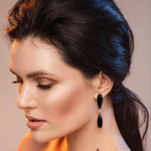 Lana Earrings: Synthetic Onyx