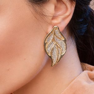 Golden Leaf Stud Earrings
