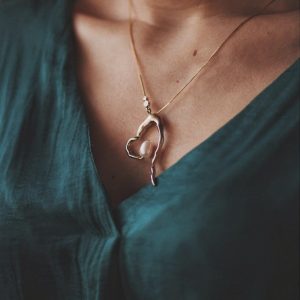 18k Heart-Shaped Necklace w/ Pearl Centerpiece